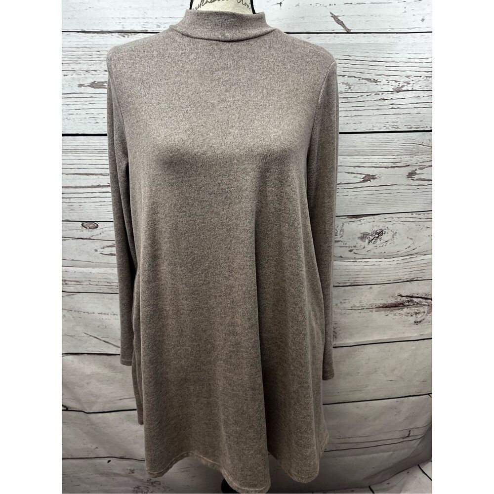 Agnes & Dora Womens Long Sleeve Mock Neck Tunic Dress Casual Comfy Size L